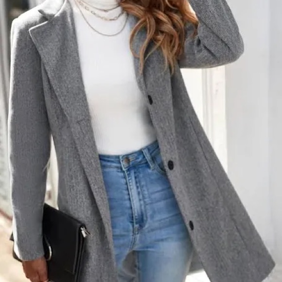 Nwot Sophisticated Classic Business Casual Women's Gray Trench Coat